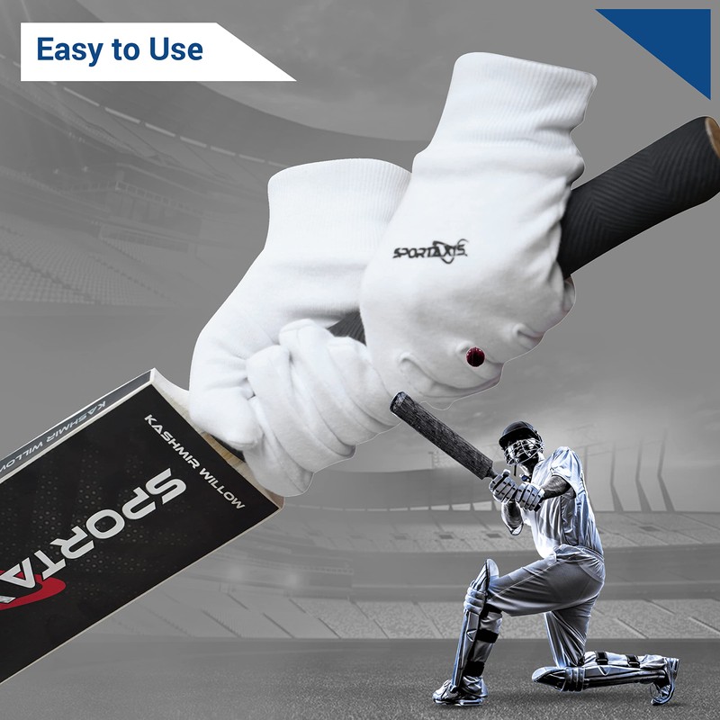 SPORTAXIS 100% Cotton Inner Gloves for Cricket Batting, Wicket Keeping-