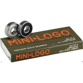 Mini Logo Skate Bearings 8mm Lubricated with Speed Cream