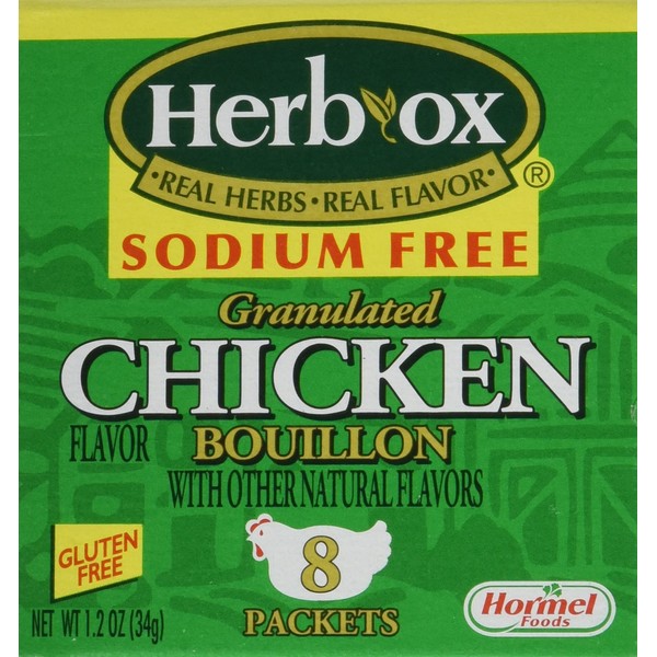 Herb-Ox Bouillon Chicken Instant Broth and Seasoning, 1.2 oz, 8 Packets (Pack of 2)