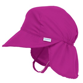 Nozone Better Baby Flap Sun Hat, Wide Brim Breathable Beach Hat with Adjustable Strap, UPF 50+ Protection in Fuchsia, 0-6 Months