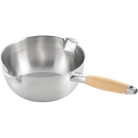 Yoshikawa Stainless Steel Non-Drip Spout Yukihira Pot, One-Handed Pot 7.9 inches (20 cm), 2.3L, IH and Gas Stove Compatible, Made in Japan, aikata, PD3007