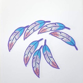 Feather Patch, Iron, Embroidery, Stylish, Applique, Easy to Use for Preschool or Kindergarten, Set of 7 (Design A)