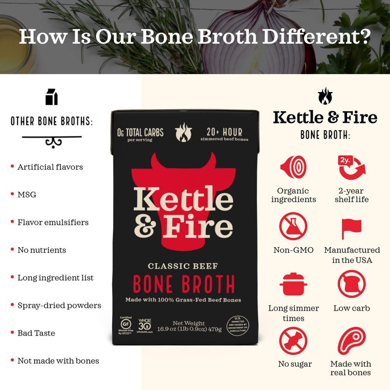 Kettle and Fire Classic Beef Bone Broth, Keto, Paleo, and