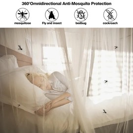 SUODAO Moskitonetz Bett, 200 x 200 x 150 cm Großes Mückennetz Mosquito Net Bed Feinmaschig und langlebig Moskitonetz Reise Fliegennetz Mückennetz Outdoor für Doppelbett & Einzel Zuhause und Camping