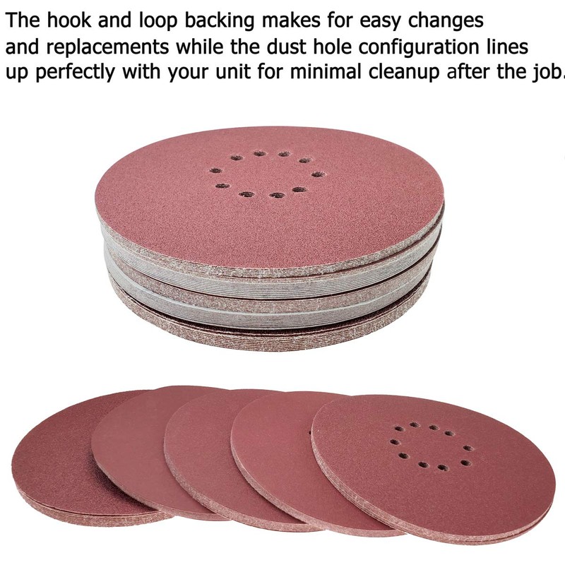 50 Pack 9-Inch 10 Hole 150 Grit Hook-and-Loop Drywall Sandpaper