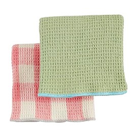 Mud Pie Colorful Waffle Towels, Green; 14" x 21"