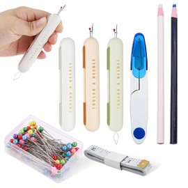 Pack of 8 Seam Ripper, 2-in-1 Seam Ripper, Separator for Seams, Seam Ripper, Professional Sewing Accessories, Sewing Trimming Scissors, Threading, Needle with Scissors, Marker, Ruler, Positioning