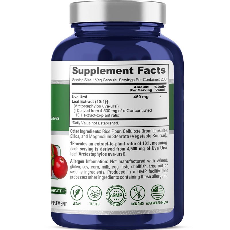 NusaPure Uva Ursi 10:1 Extract, 450 mg Equivalent to 4,500mg