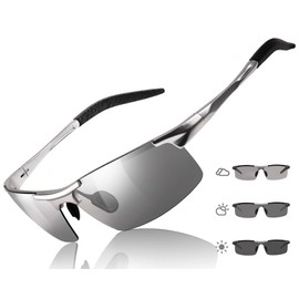 TJUTR Mens Photochromic Sunglasses Day & Night Driving Z87 Sun Glasses Polarized UV400 Protection Safety Glasses