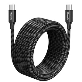 etguuds Cable largo USB-C a USB-C de 15 pies - PD de 60 W de carga rápida, nailon doble trenzado duradero, paquete de 1 cable de carga tipo C a C 2.0 