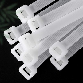 Cicogna Cable Ties 1000 Pieces, Length 7.9 inches (20 cm), Nylon, One Touch, White, 0.7 x 7.9 inches (1.9 x 200 mm), White, 1000 Pieces)