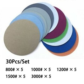 Pack of 30 150 mm Velcro Sanding Discs Wet and Dry Sandpaper Assorted Grit 800/1000/1200/1500/2000/3000