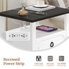Farmhouse Nightstand with Charging Station, 21.3" End Table with 2
