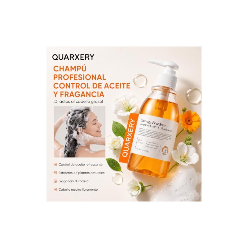 QUARXERY Champú Control de Aceite y Anticaspa Sauvage Freedom Shampoo