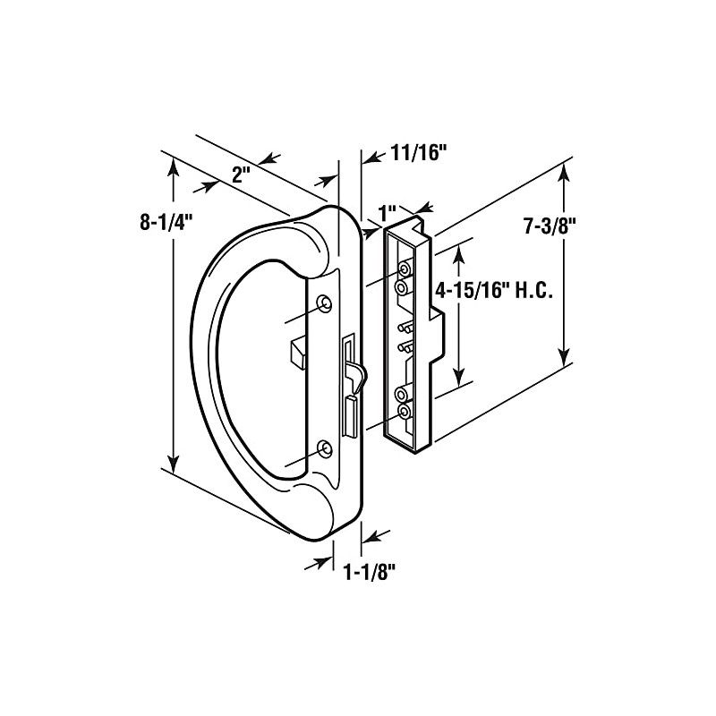 Prime-Line C 1252 Diecast Hook Latch Sliding Door Handle, Black
