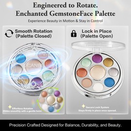 UCANBE 03 Enchanted Gemstone Baked Eye Shadow & Highlight Palette, High Color Blending, Matte Metallic Shimmer for Parties, Eye & Cheek Rotary Compact Makeup Gift