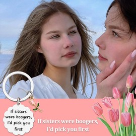 YALLNASL Sister Christmas Birthday Gifts for Bestie Keychain Funny Sisters Gifts from Sister Keychains Flower Gifts for Sister Friend Gifts for Girls Sister Appreciation Gifts for Sister In Law