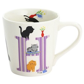 Ceramic Indigo Mug Cat Alphabet H 13092