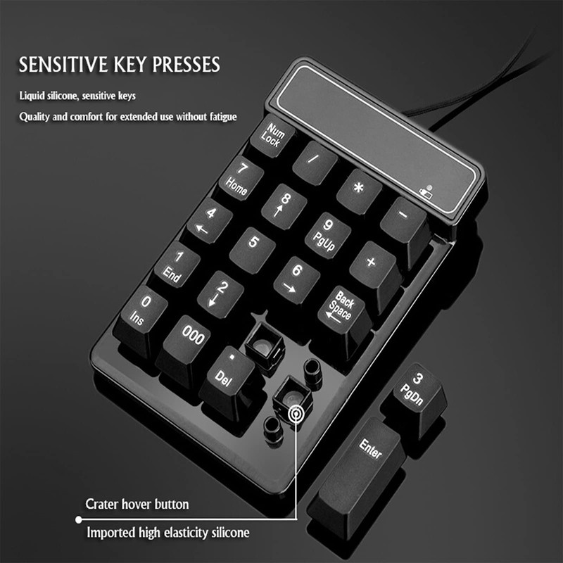 Bewinner Wired Numeric Keypad, 19 Keys Portable Slim Splashproof Waterproof