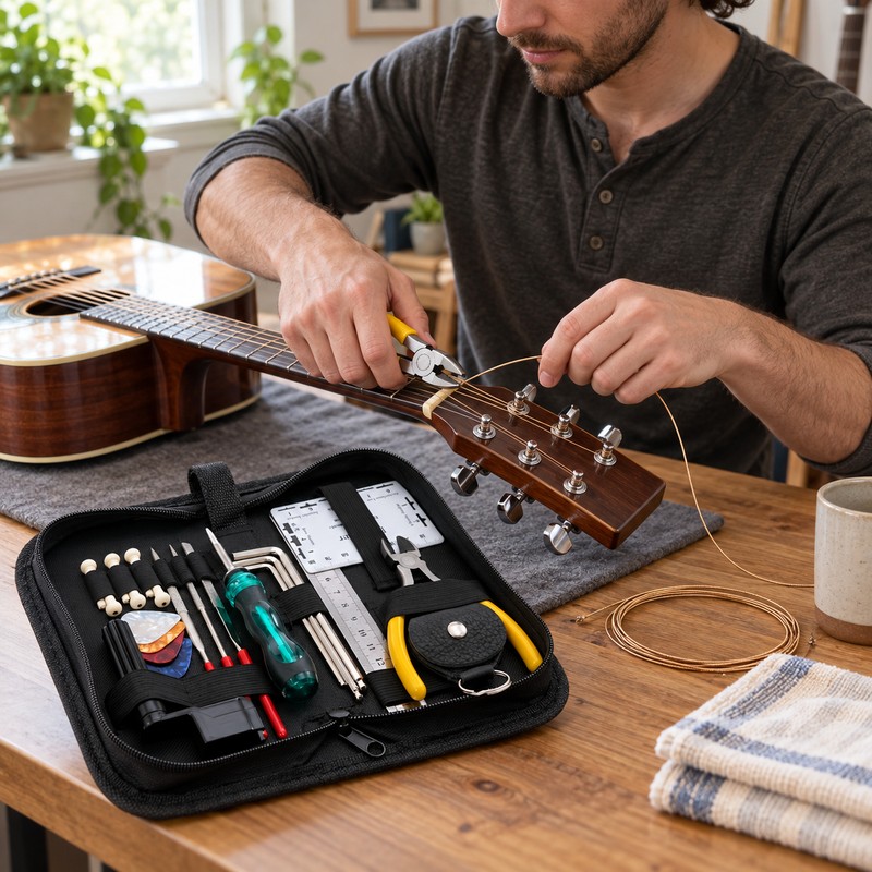25/30-Piece Guitar Repair Tool Kit – Multi-Functional Guitar Maintenance Toolbox