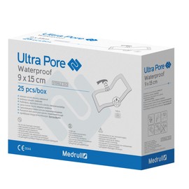 Medrull 100% Waterproof Plaster 15 x 9 cm ULTRA PORE Wound Plaster Sterile, Transparent, Strong Hold - Protects against cuts & scratches - Ideal for showering, sports, bathing 25 pcs.