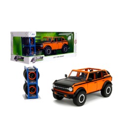 Jada Just Trucks 1:24 2021 Ford Bronco Die-Cast Car & Tire Rack, Toys for Kids and Adults(Orange)