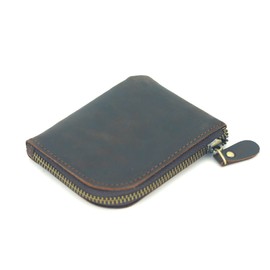 JJNUSA Genuine Leather Zipper Coin Purse Wallet With Key Car Smart Holder, Change Purse, Coin Pouch Holder For Men (Darkbrown)