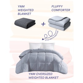 YnM Weighted Blanket Queen 30lbs, The Heavy Oversized Weighted Comforter, Warm & Fluffy Throw (Neutral Grey, 30lbs, 90" Lx90 W)