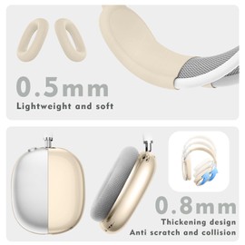 Aiaabq for AirPods Max case Cover(2024/2020),Anti-Scratch Ear Pad Case Cover/Ear Cups Cover/Headband Cover for AirPods Max(USB-C/Lightning). Clear Soft TPU and Silicone,Skin Scratch Proof.