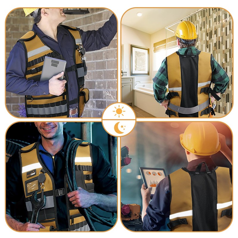 MELOTOUGH Tool Vest for Men Reflective Safety Tool Vest with