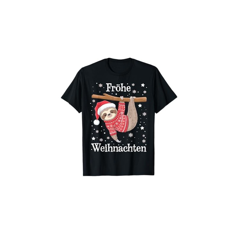 Sloth Merry Christmas Funny Christmas Shirt Family T-Shirt, black