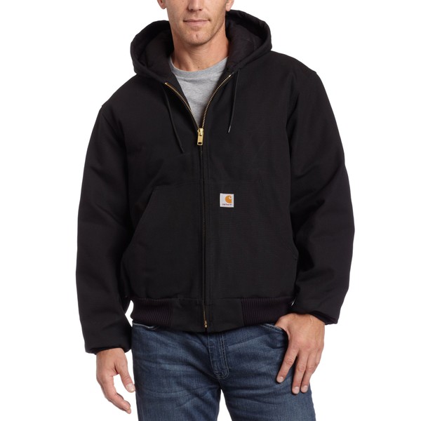 CarharttmensLoose Fit Firm Duck Insulated Flannel-Lined Active Jacket (Big & Tall)BlackLarge/Tall