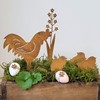 Garden Stake Chicken Chicken with Chick in Rust Look for