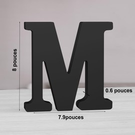 MeteoraPrime Black Wooden Letters 20cm Unfinished Wall Decor Decorative Letters Standing Black Letters in Blocks for Wall Decoration Projects (M)