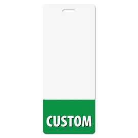 Custom Green Badge Buddy (Vertical Oversized) - Double Sided Backer Card - Durable and Water Resistant Great for Security, Trade Show, Visitor, Work Badge