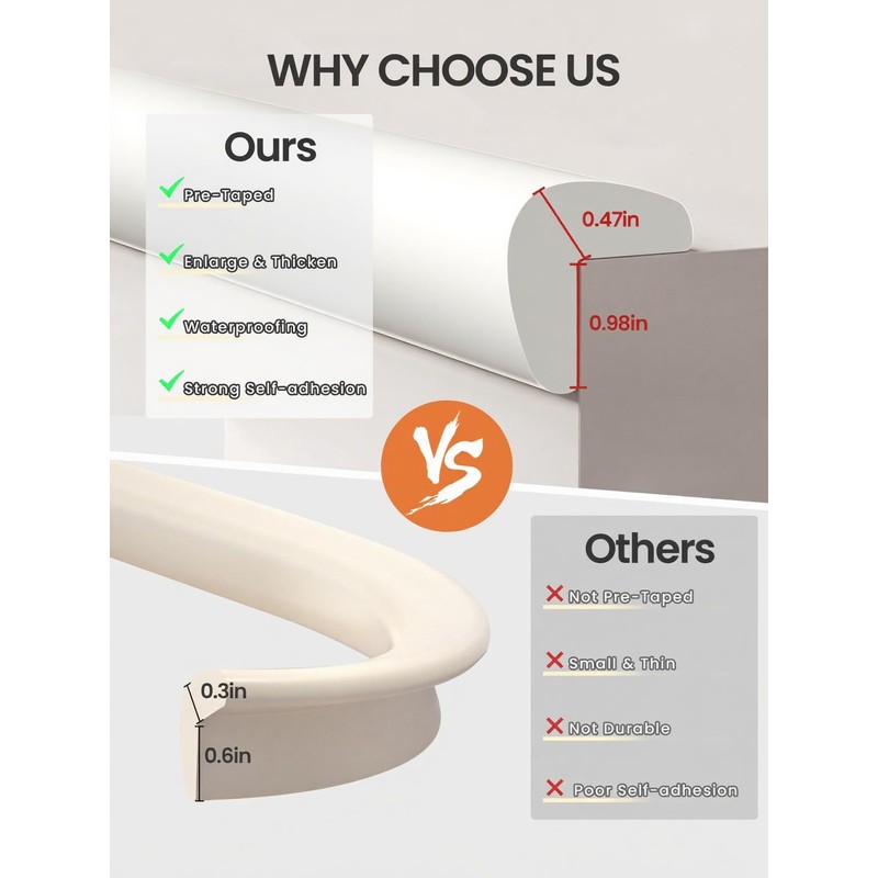QYV Baby Proof Edge Corner Protector, 16.4FT 0.47''Th L-Shape Furniture