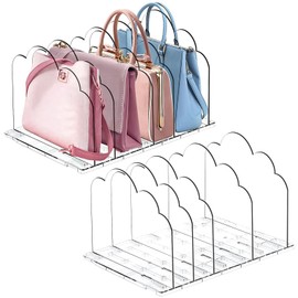 Organizador de Bolsas para Dama Ajustables - 10 Divisores de Estantes Transparentes de Acrílico y 2 Bases Extensibles, Organizador de Closet para Bols