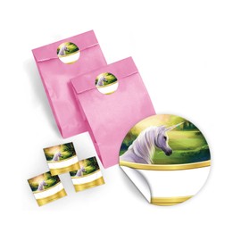 JuNa-Experts Mini Notepads + Gift Bags / Purple + Sticker Unicorn Party Bag Guest Gift for Birthday Children's Birthday Christening Girls Wedding