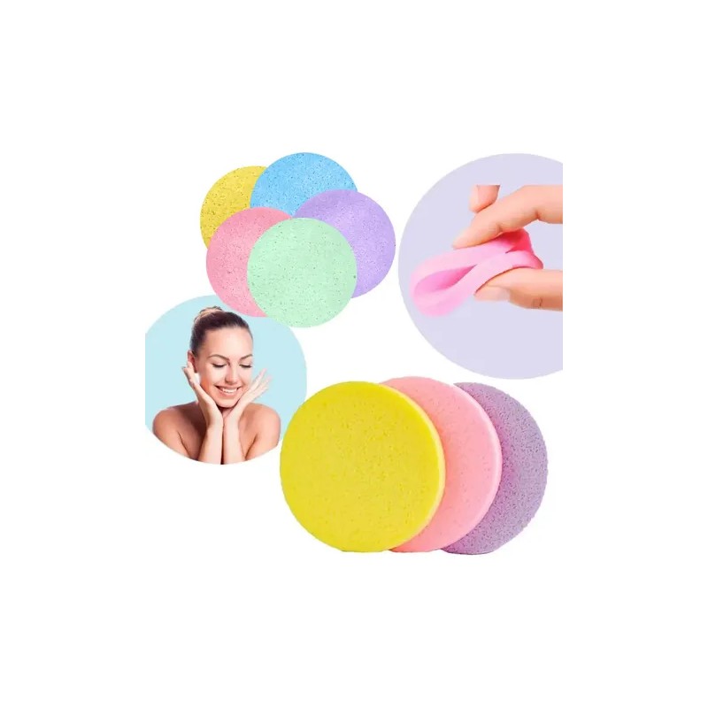 Pack 12 Esponjas Faciales de Celulosa Suave Comprimida Amarillas