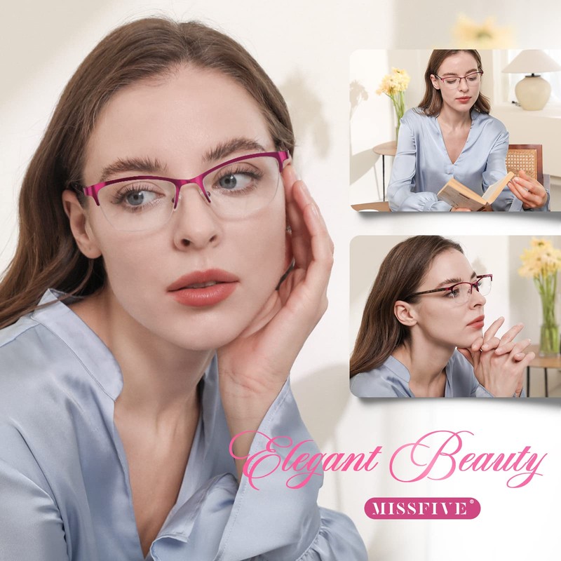 Missfive Premium Progressive Multifocus Metal Reading Glasses Women & A