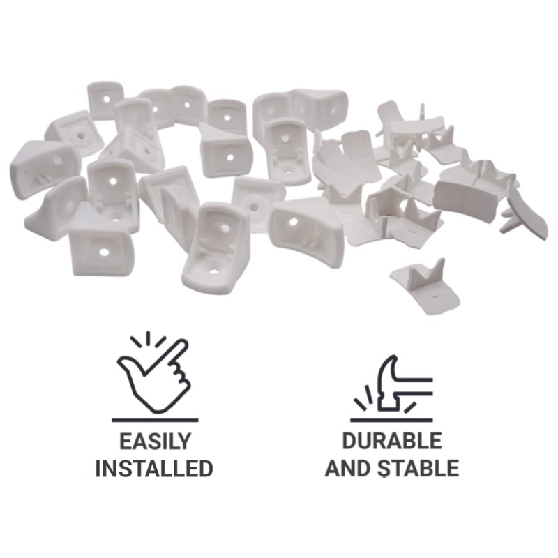 (Pack of 20) White Shelf Brackets 24 x 24 mm
