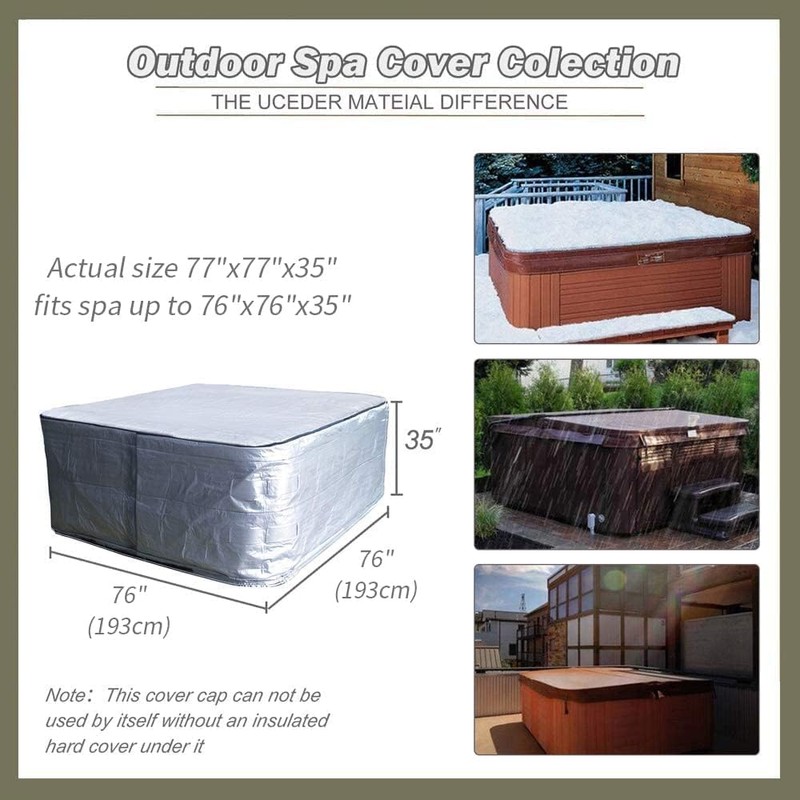 UCEDER Waterproof Hot Tub Cover 170G Polyethylene Spa Cover and