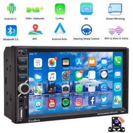 ESSGOO 7" 2 DIN Wireless Car Stereo Radio Carplay Android Auto Touch Screen with Camera