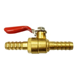 Nigo Industrial Co. AN99 Series Forged Brass Mini Ball Valve, 5/16" Hose Barb x 5/16" Hose Barb, 180 Degree Operation Handle, Rated to 600WOG