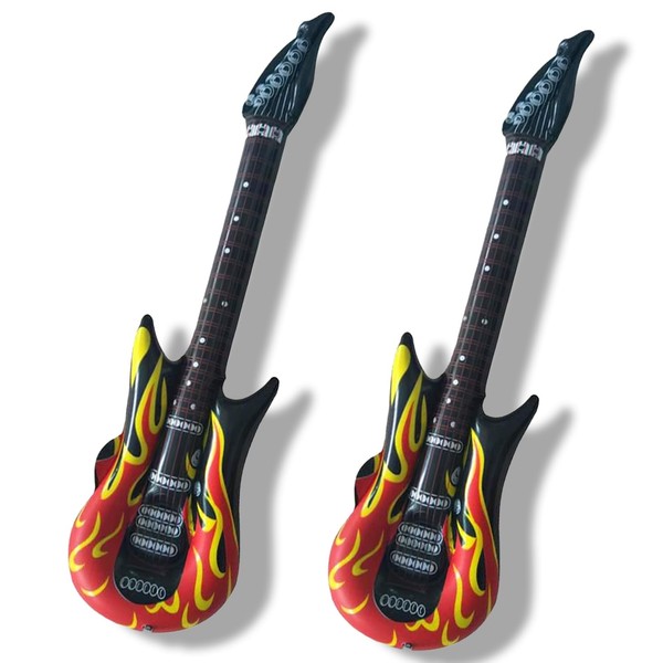 2 Pcs Inflatable Guitar,Blow Up Guitar,Inflatable Guitar Kids,Toy Guitar,Rock Flame