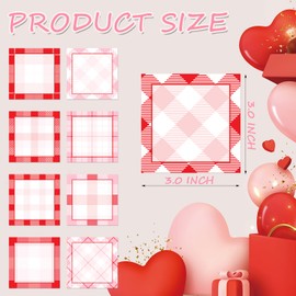 Valentine's Day Sticky Notes Valentine Note Pads with Red and Pink Plaid Border，Work-Study Notes, Self-Adhesive Removable Notepad 9 Books Memo Notes for Couple Valentine's Day Presents (Style 1)