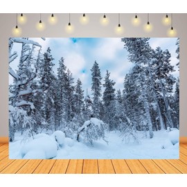 CORFOTO 7x5ft Winter Snow Forest Background Snow Cover Forest Photo Background Winter Christmas Party Decor Photography Backdrop Outdoor Snow Backdrop Portrait Photo Booth