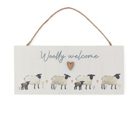 Cooksmart Highland Sheep Rectangular Plaque | British Designed Hanging Decoration | Rustic Sheep & Nature Print | MDF with Twine Rope | Farmhouse-Style Home Décor | Decorative Indoor Sign