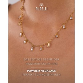 Purelei Powder Women's Necklace (Signature Collection), Stainless Steel (Gold, Silver & Rose Gold), (40/45 cm Length, Adjustable), Jewellery, Waterproof, Sterling Silver