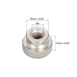 sourcing map Knurled Thumb Nuts, 6pcs M6 x D16mm x H14mm Carbon Steel Knurled Nut with Collar High Head Blind Hole Knurled Thumb Nuts for 3D Printer Parts